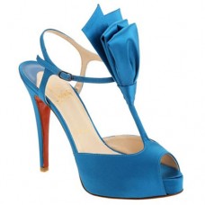 Christian Louboutin Ernesta T-pántos 100 mm-es csizma különleges alkalmakra, kék