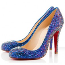 Christian Louboutin Fifi Strass 100mm Szandál Különleges Alkalmakra Kék