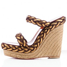 Christian Louboutin Cadena Tresse 140mm éksarkú szandál, barna