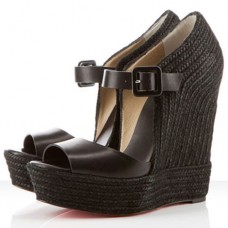 Christian Louboutin Praia Espadrille 140 mm-es ékszíjjal, fekete