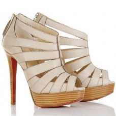 Christian Louboutin Pique Cire 140mm Bokacsizma Bézs
