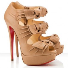Christian Louboutin Madame Butterfly 140mm Bokacsizma Bézs