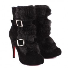 Christian Louboutin Toundra szőrme 120 mm-es bokacsizma fekete