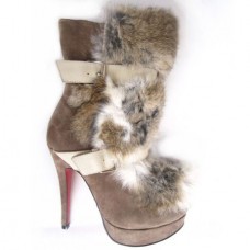 Christian Louboutin Toundra szőrme 120mm bokacsizma barna