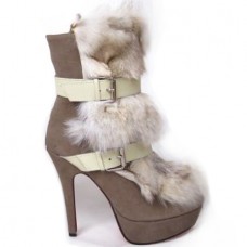 Christian Louboutin Toundra szőrme 120mm bokacsizma barna