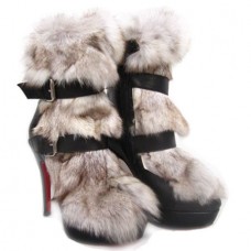 Christian Louboutin Toundra szőrme 120 mm-es bokacsizma fekete