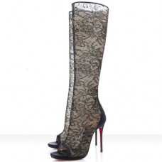Christian Louboutin Alta Dentelle 120mm csizma fekete