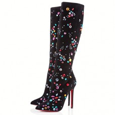 Christian Louboutin Pigalle Botta Strassz 120mm Csizma Fekete