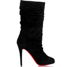 Christian Louboutin Velours Scrunch 100mm csizma fekete