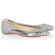 Christian Louboutin Pigalle szegecselt balerina cipő ezüst