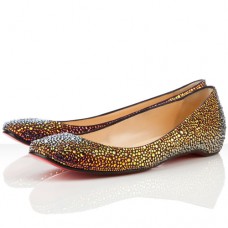 Christian Louboutin Gozul Strassz Balerinák Sötét Parmigian