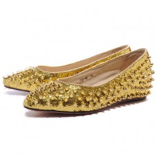 Christian Louboutin Pigalle szegecselt balerina cipő arany