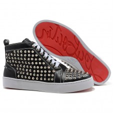 Christian Louboutin Louis ezüst szegecses cipők fekete