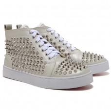Christian Louboutin Louis Ezüst Szöges Tornacipő Bézs