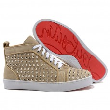 Christian Louboutin Louis Ezüst Szöges Tornacipő Bézs