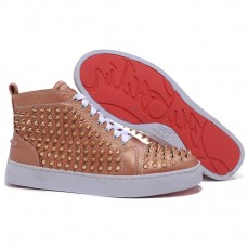 Christian Louboutin Louis Gold Spikes cipők Taupe