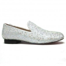 Christian Louboutin Strasszos Loafers Fehér
