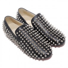 Christian Louboutin Rollerboy ezüst szegecselt mokaszinok fekete