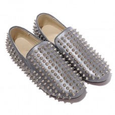 Christian Louboutin Rollerboy ezüst szegecselt mokaszinok szürke
