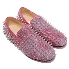Christian Louboutin Rollerboy Ezüst Szöges Loafers Piros