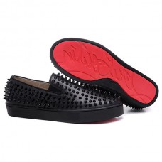 Christian Louboutin Roller Boat Szöges Loafers Fekete