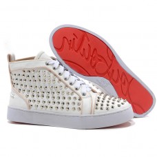 Christian Louboutin Louis Ezüst Szöges Tornacipő Fehér