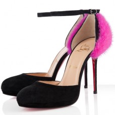 Christian Louboutin Crazy Fur 120 mm-es pumpás cipő Rózsaszín/Fekete