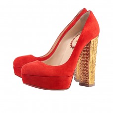 Christian Louboutin Bois Dore 140 mm-es pumpás cipő piros/arany