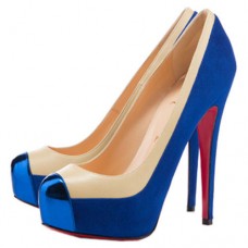 Christian Louboutin Mago kétszínű 140 mm-es pumpák kék