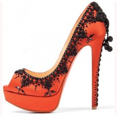 Christian Louboutin Torero 140 mm-es peep toe cipők narancssárga színben
