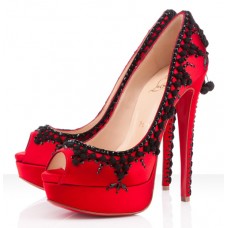 Christian Louboutin Torero 140 mm-es peep toe cipők pirosak