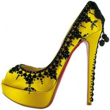 Christian Louboutin Torero 140 mm-es peep toe cipők citromsárga