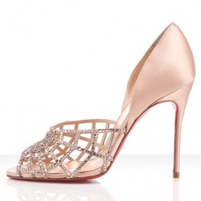 Christian Louboutin Aranea 100 mm-es peep toe cipők nude színben
