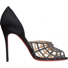 Christian Louboutin Aranea 100 mm-es peep toe cipő fekete