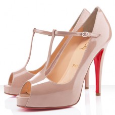 Christian Louboutin Burlina 120 mm-es peep toe cipők nude színben