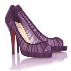 Christian Louboutin Champagne Chiffon Ambrosina 120 mm-es peep toe cipő lila
