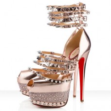 Christian Louboutin Isolde 160 mm-es peep toe cipők arany színben