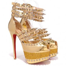 Christian Louboutin Isolde 160 mm-es peep toe cipők bronzszínűek