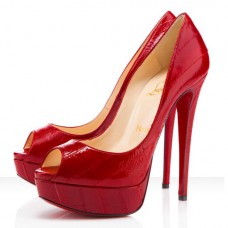 Christian Louboutin Lady 140 mm-es peep toe cipők pirosak