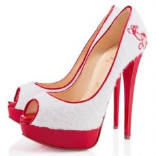 Christian Louboutin Lady 140 mm-es peep toe cipő fehér