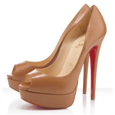 Christian Louboutin Lady 140 mm-es peep toe cipők taupe
