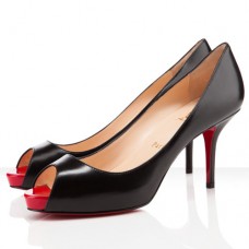 Christian Louboutin Mater Claude 80 mm-es peep toe cipők fekete/piros