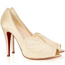 Christian Louboutin Papilipi 100 mm-es peep toe cipő, fehér