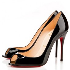 Christian Louboutin szexi 100 mm-es peep toe cipő fekete