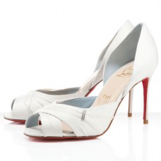 Christian Louboutin Tres Ophrah 80 mm-es peep toe cipők fehér színben