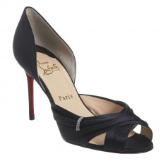 Christian Louboutin Tres Ophrah 80 mm-es peep toe cipő fekete