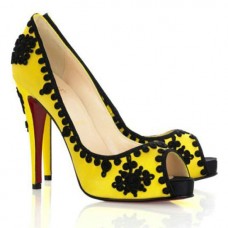 Christian Louboutin Very Brode 120 mm-es peep toe cipők sárga