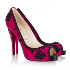 Christian Louboutin Very Brode 120 mm-es peep toe cipő, rózsaszín, Matador