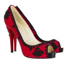 Christian Louboutin Very Brode 120 mm-es peep toe cipők pirosak