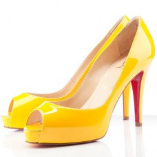 Christian Louboutin Very Prive 100 mm-es peep toe cipők sárga
